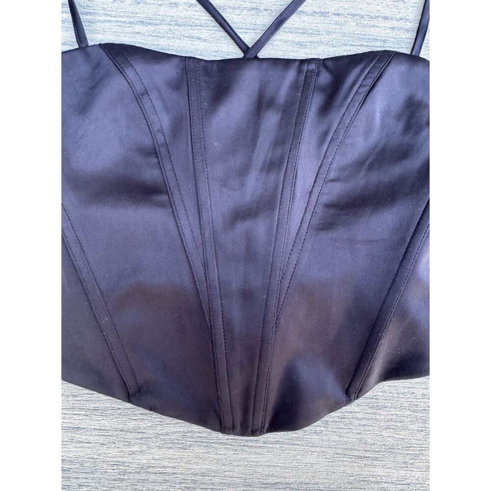 Garage Black Satin Corset Top Small Lace Up Back Coquette Y2K Party Clubwear - Picture 4 of 13